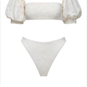 WeWoreWhat Eyelet Puff Sleeve bikini Set